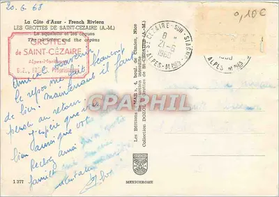 As Grutas de Saint-Cézaire — O esqueleto e as órgãos — Edições Dozo — n° 1377 — Verso