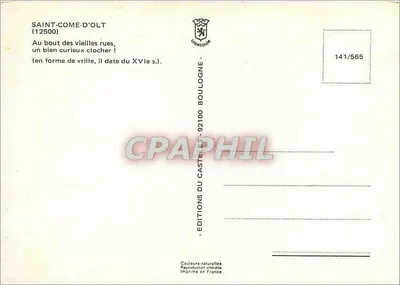 Saint-Côme-d'Olt — widok ulicy i wieży dzwonowej — Wydawnictwo Castellet — Rewers
