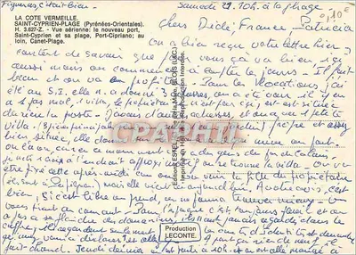 Saint-Cyprien-Plage — Widok z lotu portu, plaży i nowego portu — Estel — Rewers