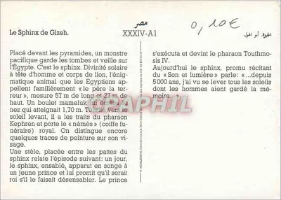 Sfinks w Gizie — wydawca GRAPHIL, nr XXXIV-A1 — Rewers
