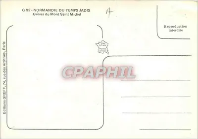 Grèves du Mont Saint-Michel — Éditions du Temps Jadis, n° G 92 — Verso