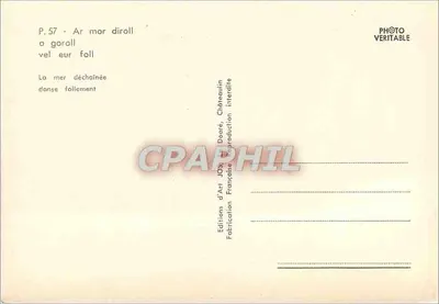 Zaburzona fala na skałach — P.57 — Wydawnictwo Art JOS, Châteaulin — Rewers