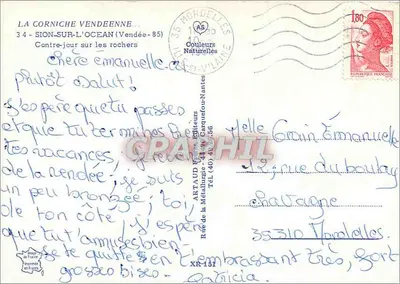 A Corniche Vendéenne — Sion-sur-l'Océan — Cores Naturais — Verso