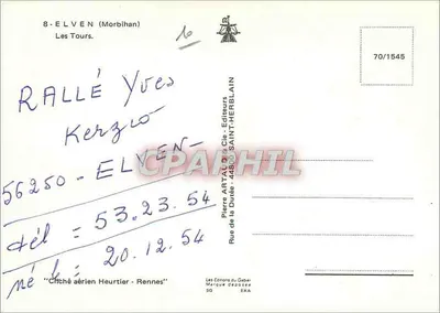 As Torres — Elven (Morbihan) — Pierre Artal & Cie - Editores — Verso