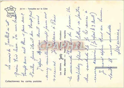Storm on the Coast — Jean Editions (Finistère) — no. 22 741 — Back