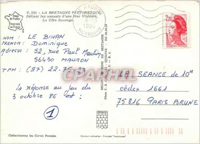 A costa selvagem na Bretanha — V. 554 — Edições Y. R. CARNAL — Impressa na França — Verso