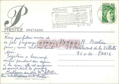 Ondas contra rochedos — Dinard, Bretagne — Prestige Bretagne, n° 35-P60 — Verso