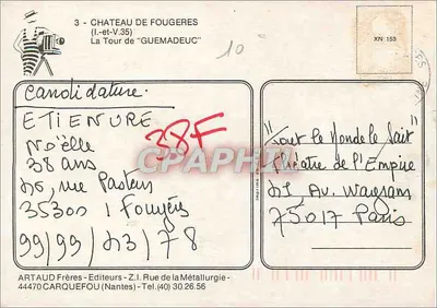 Zamek w Fougères — Wieża Guemadeuc — ARTAUD Frères — Rewers