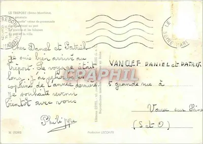 Tréport — Lembrança da Normandia — Editor Estel, n° H.15265 — Verso