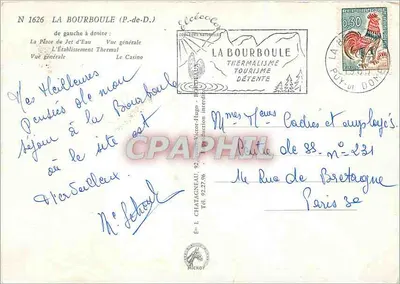La Bourboule — ogólny widok i ujęcie termalne — Wydawca L. Chatagneau, N° 1626 — Rewers
