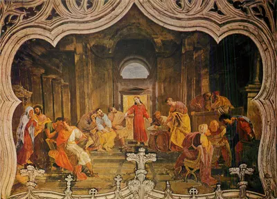 Abadia de HAUTECOMBE (Savoie) — Jesus no meio dos doutores — Pintura de L. VACCA — C3 73273-1-0005