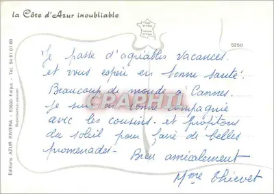 Niezapomniana Côte d'Azur — Villefranche, M. Carlo, Menton, Gorbio, St-Agnès — Wydawnictwo Côte d'Azur Fréjus — Rewers