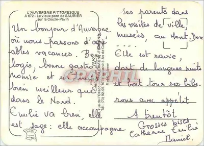 Brug van Saurier — Auvergne — uitgever L'Auvergne Pittoresque — Achterkant