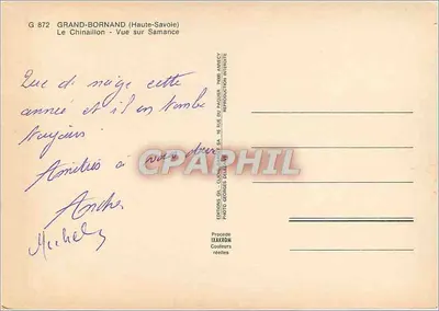 Grand-Bornand (Wysokie Sałwje) — Widok na Samance — Wydawnictwo Gil-Clichés, nr G 872 — Rewers