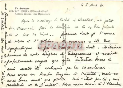 Dinan (Côtes-du-Nord) — Antigo convento dos Cordeliers — Editor Grégoire, n° 222/547 — Verso