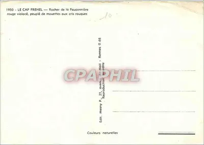O Cap Fréhel — Rocher de la Fauconnière — editor Mesny P. Rennes — Verso