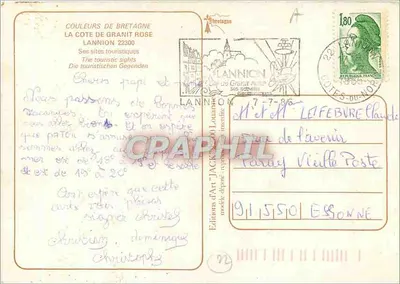 Lannion e i suoi dintorni — costa del Granito Rosa — Edizioni d'Arte 'Jack' n°22300 — Verso