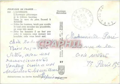 Folklore van Auvergne — Het pittoreske Auvergne en het folklore lassoire — Brossel à Boudes — Achterkant