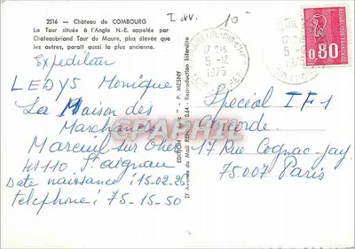Zamek w Combourg — Wysoka wieża N.E. — Wydawnictwo P. Mesny — Rewers