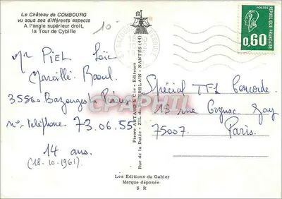 Castelo de Combouroug — vista sob diferentes aspectos — Pierre Artaud & Cie, Nantes — Verso