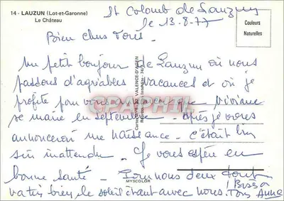 Lauzun (Lot-et-Garonne) — A Vista do Castelo — Edição Valence d'Agan — Verso