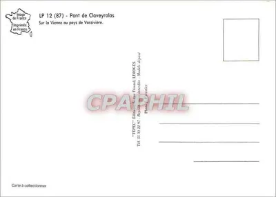 Most Claveyrolas — na Wiennie w kraju Vassivière — Tépec — Rewers