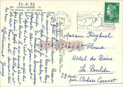 Evian-les-Bains — Vue aérienne — Le Lac Léman, les Mémises et la Dent d'Oche — Éditions JANSOL — Verso