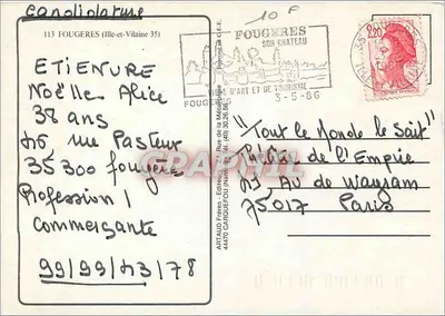Fougeres — Castelo e trajes bretones — Verso