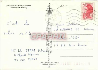 Paimpont — De abdij en het meer — Pierre Aptaun & Cie, uitgever — Achterkant