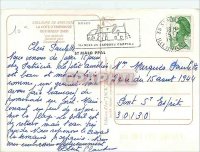 Rotheneuf — vue aérienne — Éditions d'Art 'Jack' — Verso