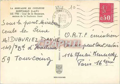 Saint-Malo (Il-et-V.) — Cour de la Duchesse Anne — Ediciones de Arte de la Méxichrome — Reverso