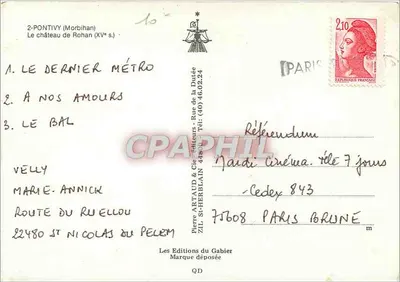 O castelo de Rohan (século XV) — Pontivy, Morbihan — Pierre Artaud & Cie, editor — Verso