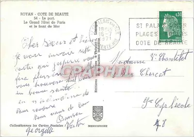 Port w Royan — Wielki Hotel de Paris i front morza — Éditions Médiathèques & Théogiac — Rewers