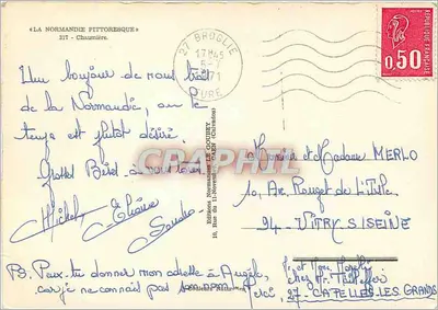 Chaumière da Normandia — vista pitoresca — Edições Normandas LE GOUBEY — Verso