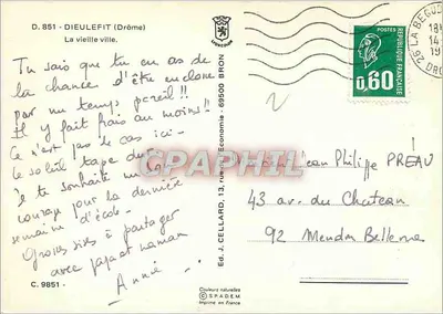 Os velhos bairros de Dieulefit — Ed. J. Cellard, n° C. 9851 — Verso