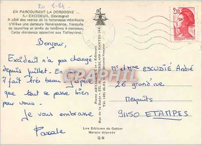 Castelo de Excideuil — Dordogne — Edições do Gabier — Verso
