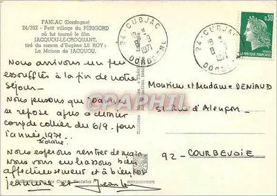 FANLAC (Dordogne) — Małe wioska w Périgordzie, gdzie został nakręcony film Jacquot-le-Croquant — Wydawnictwo L'IRPS — Rewers