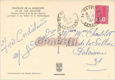 Zamek w Dordognie — Les Milandes — Wydawnictwo Théophile Mexichrome — Rewers