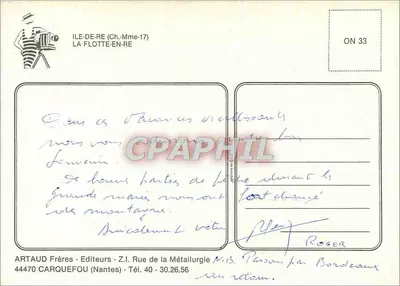 La Flotte en Ré — Ilha de Ré — Artaud Frères — Verso