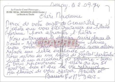 Vista aérea de Besançon — La Franche-Comté pintoresca — Éditions de la Boucle du Doubs, n° 25 056 182 bis — Reverso