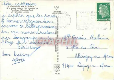 Twee kinderen in bretons kleding — Pont-Aven (Zuid-Finistère) — Couleurs Naturelles n°57 — Achterkant