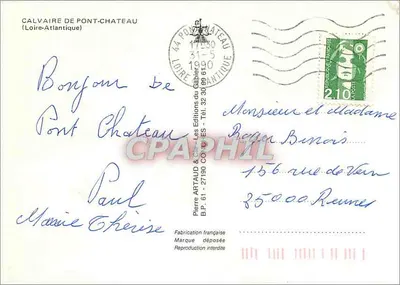 Calvaire de Pont-Château — editor Pierre ARTAUD & Cie, número de série não visível — Verso