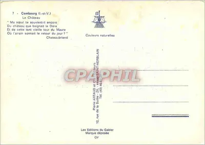 Zamek w Combourg — Ille-et-Vilaine — Wydawnictwo Pierre Artaud i Cie — Rewers