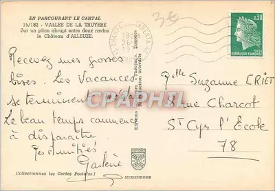 Vale da Truyère — Castelo de Alleuze — Edições Théophile Mexichrome, n°15/182 — Verso