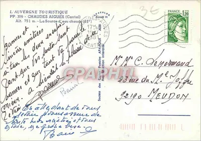Fonte de água quente em Chaude-Aigues — L'Auvergne Touristique — PP.306 — Verso
