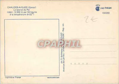 Chaudes-Aigues — źródło Par — Éditions Larriou — Rewers