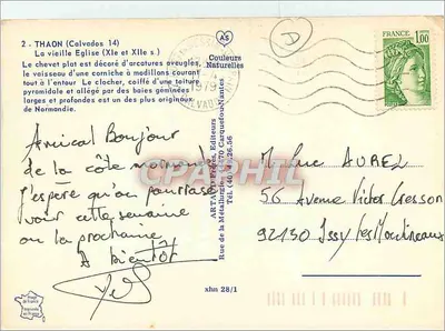 Igreja de Thaon (Calvados) — editor Art & Nature, série xhn 28/1 — Verso