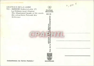 Królewski zamek w Amboise — oświetlony — Artaud Frères, n° 703 — Rewers