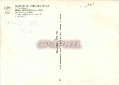 O Castelo e a Loire — Vista do céu por Alain Perceval — Edições Jean-Jaurès, 30, Av. Jean-Jaurès, 94 — Verso