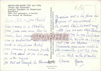 Amélie-les-Bains (66) — "Perle der Pyrénées" — Art Editions Larrey — Rückseite